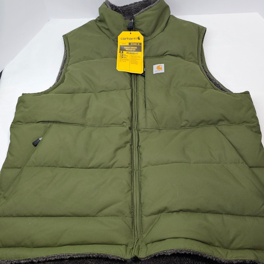 Carhartt Montana Insulated Vest Women L Olive Green Reversible Sherpa OV5607-W - Picture 8 of 9